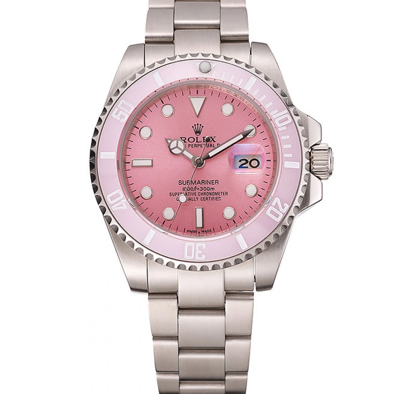 MiroTime 0822 Rolex Submariner Pink Dial Pink Bezel Stainless Steel Bracelet 1453865